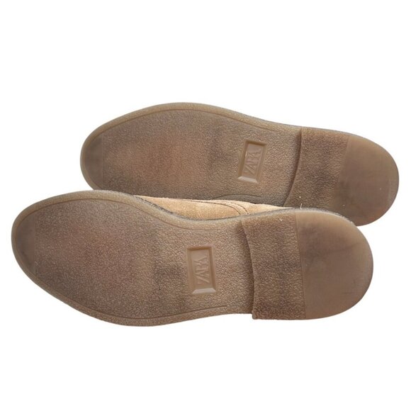 Zara 45 12 Men Suede Leather Shoes Oxford Derby Sand Office - Picture 6 of 8